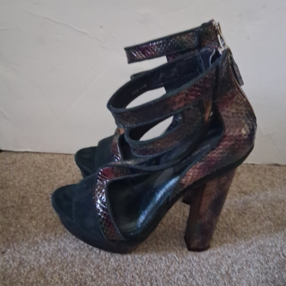 Rachel Zoe Suede Payton Snakeskin Platforn Heels 6.5